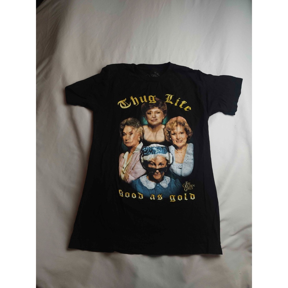 The Golden Girls Thug Life Graphic Shirt Women Small Black Knit Tee Good As Gold